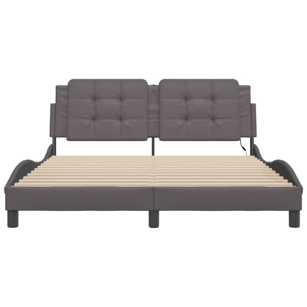 Bed Frame with LED without Mattress "Zadar" Grey 160x200 cm