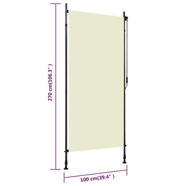 Rullgardin utomhus 100x270 cm gräddvit