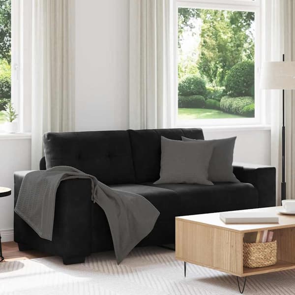 Loveseat soffa svart 180x77x82 cm sammet