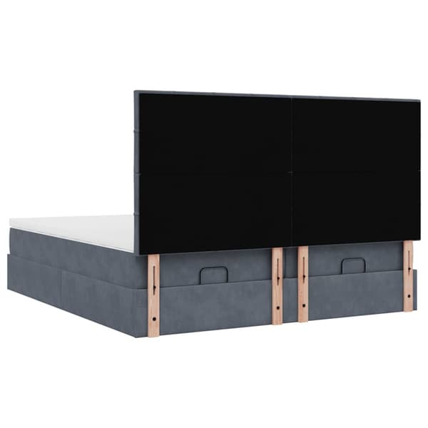 Ottoman sängram med madrasser mörkgrå 180x200 cm sammet