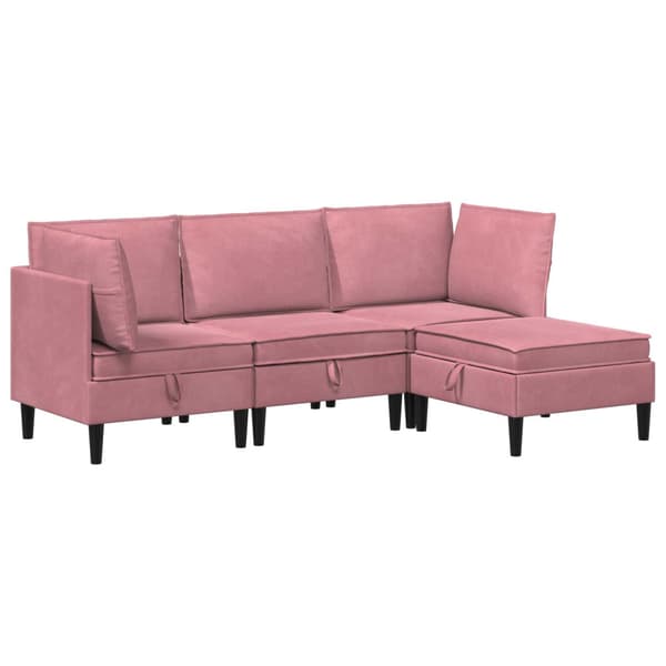 Möbelset för vardagsrummet med kudde 4 pcs Rosa Sammet