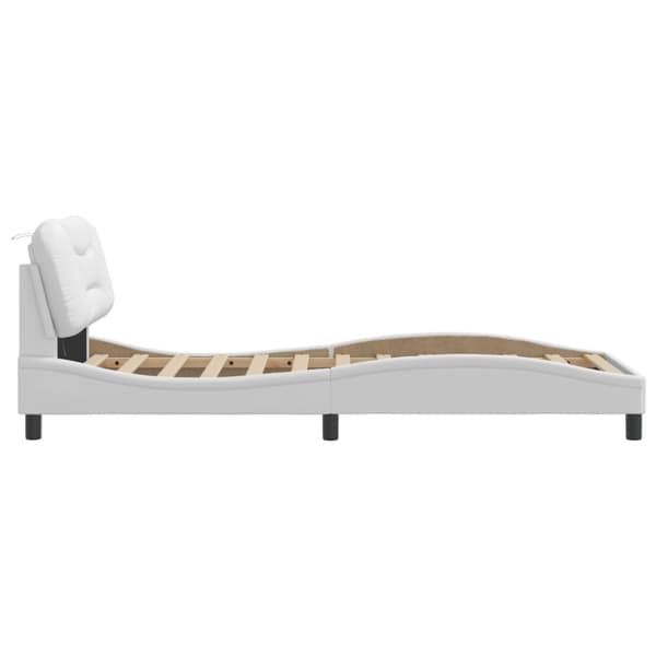 Bed Frame with LED without Mattress "Hvar" White 90x190 cm