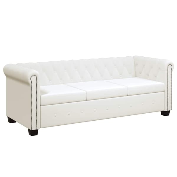 Chesterfield 2-sits och 3-sits konstläder vit