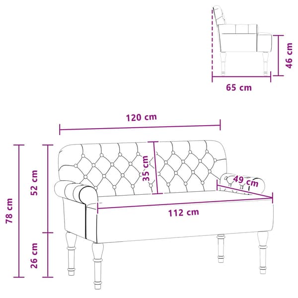 Loveseat med knapprapport Mörkgrå 120 x 65 x 78 cm