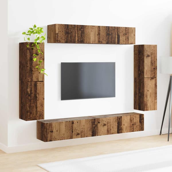 TV-skåp 8 pcs Gammalt trä