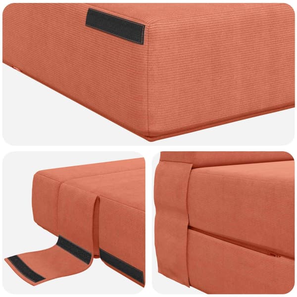 Fällbar Soffbed Röd orange 70 x 72 x 60 cm Tyg