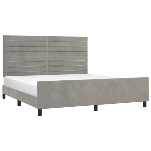 Sängram utan madrass ljusgrå 160x200 cm sammet