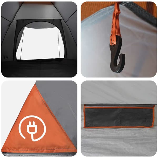 Campingtält Grå och orange 4 personer Polyester och Stål
