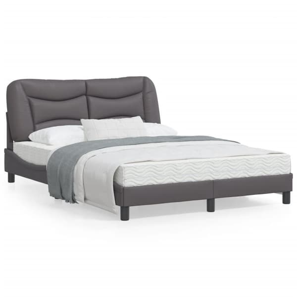 Bed Frame with LED without Mattress "Hvar" Grey 140x200 cm