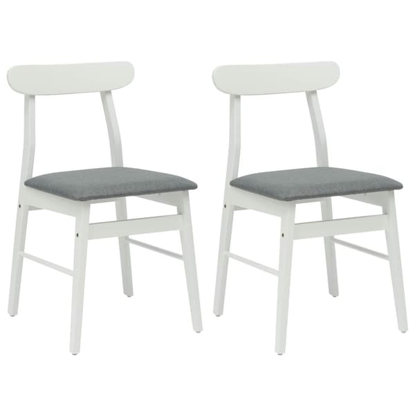 Matstol 2 pcs Vitt och Grått Massiv Gummiträ
