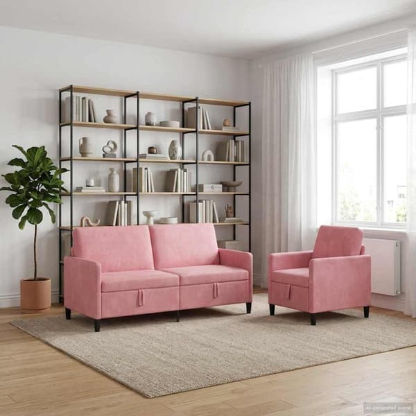 Soffgrupp med förvaring 2 st Rosa Polyester