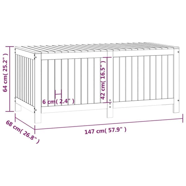 Dynbox vit 147x68x64 cm massiv furu