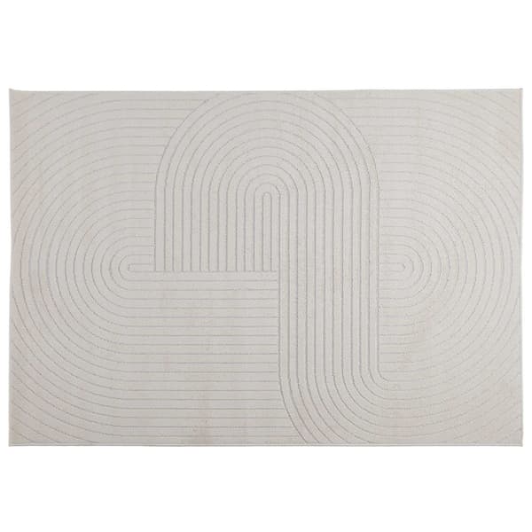 Områdesmattor Rektangulär PALMERAS Kräm 170 x 120 cm Polyester