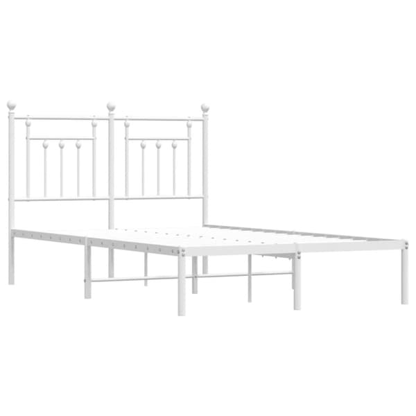 Sängram med huvudgavel metall vit 135x190 cm