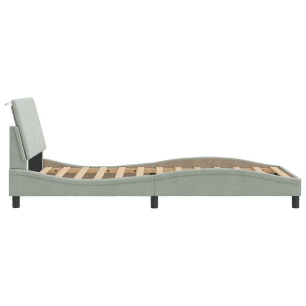 Bed Frame without Mattress "Hanko" Light Grey 100x200 cm Velvet