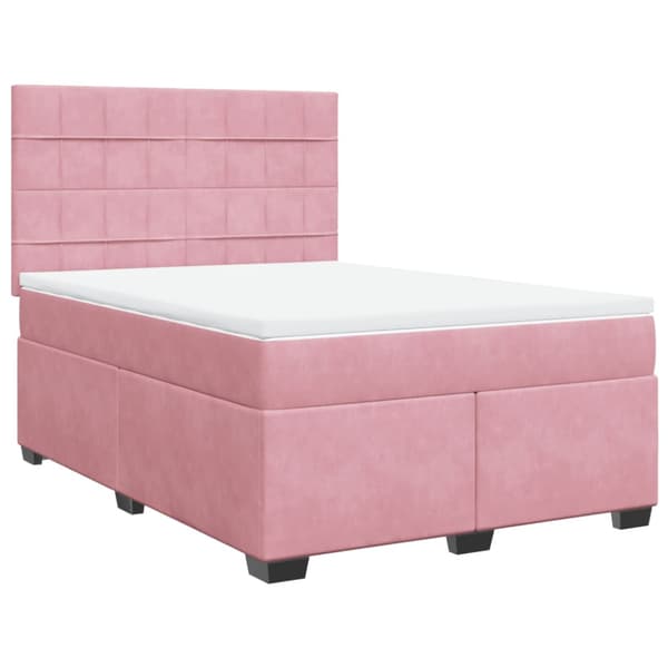 Ramsäng med madrass rosa 140x190 cm sammet