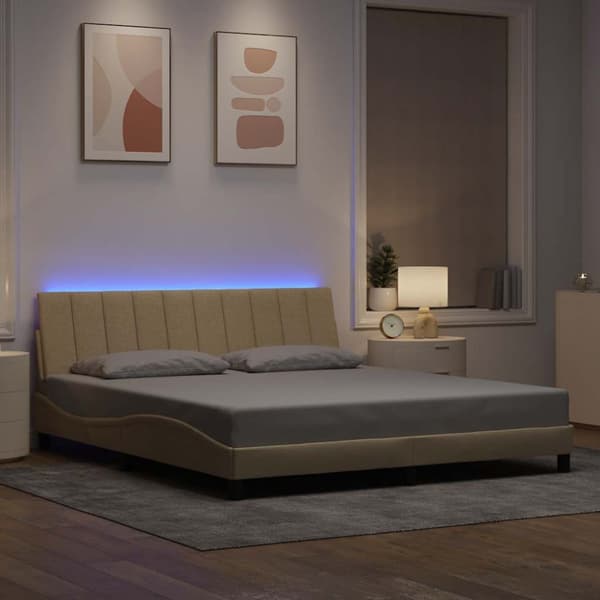 Bed Frame without Mattress "Hanko" Cream 180x200cm Fabric