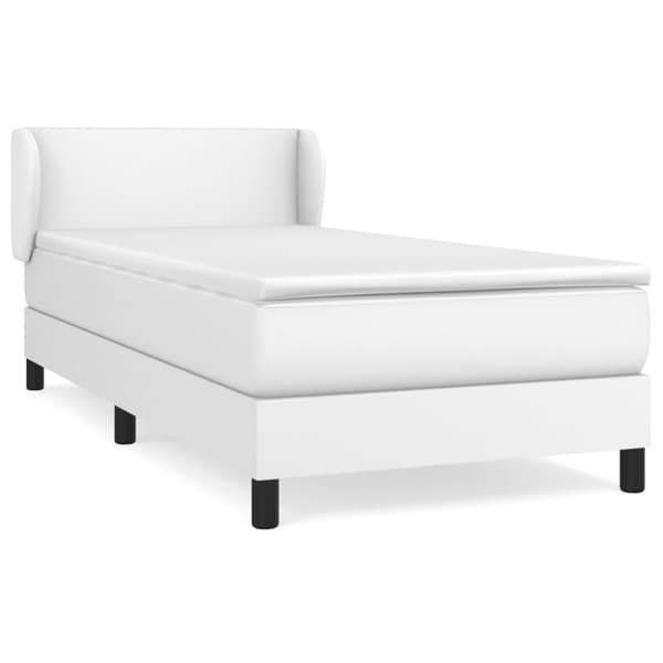 Ramsäng med madrass vit 90x200 cm konstläder