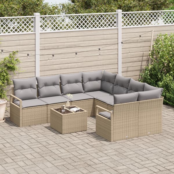 Soffset med kudde 9 pcs Beige och Grå konstrotting
