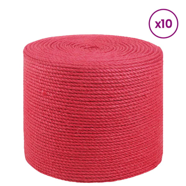 Juterep 10 pcs Röd 100% Tossa jute