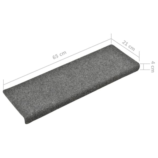 Trappmattor självhäftande 15 st 65x21x4 cm ljusgrå rektangulär kant
