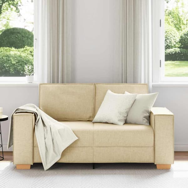 2-sitssoffa krämfärgad 160x78x84 cm tyg
