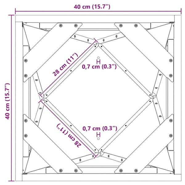 Planteringskärl Vit 40 x 40 x 75 cm Stål