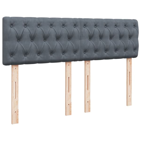 Ramsäng med madrass mörkgrå 160x200 cm sammet