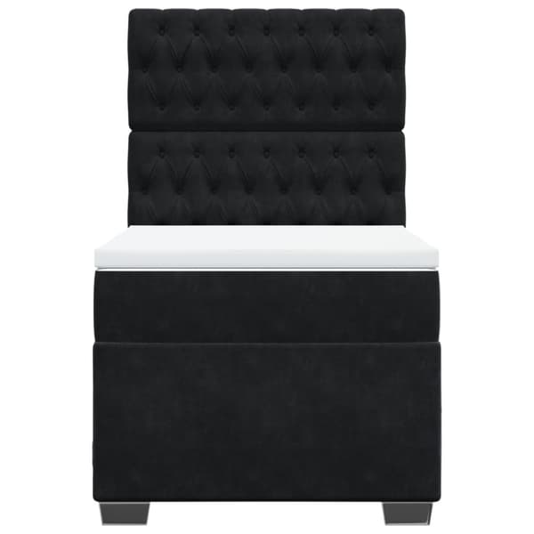 Ramsäng med madrass svart 90x190 cm sammet