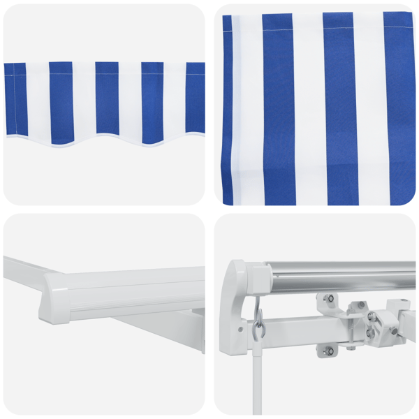 Utfällbar markis Randig Blå 350 x 200 cm tyg