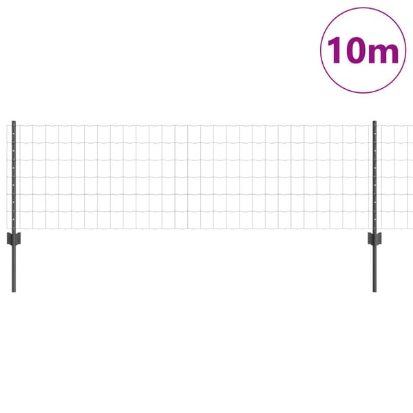 Stängsel med stolpe Grå 0,6 x 10 m Stål och PVC