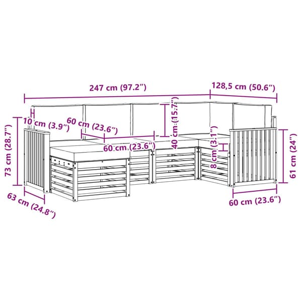 Utomhussoffset 6 pcs Vit och grädde Polyester