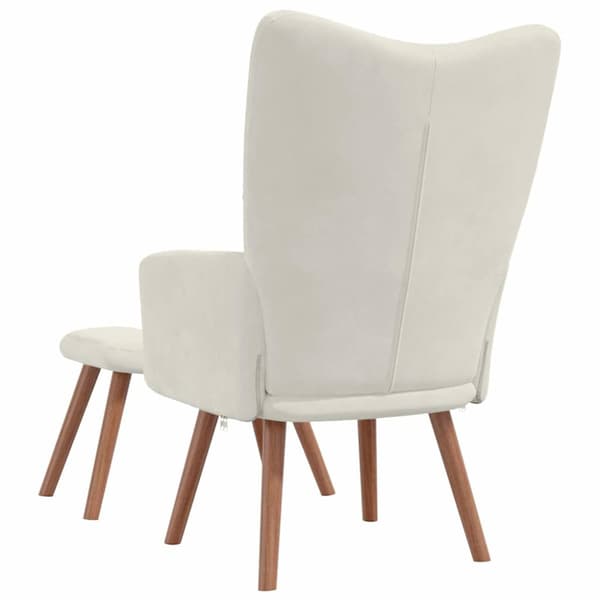 Vilstol med fotpall gräddvit sammet