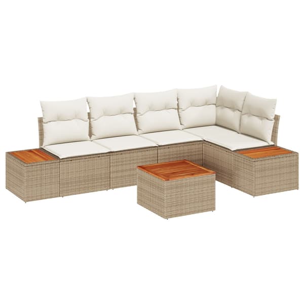 Trädgårdsoffset 6 st Beige Poly rattan