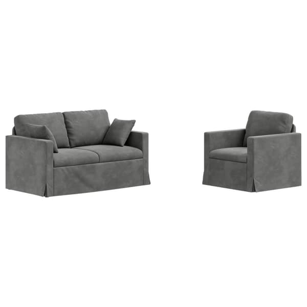 Soffset 2 pcs Mörkgrå 138 x 78 x 80 cm Sammet