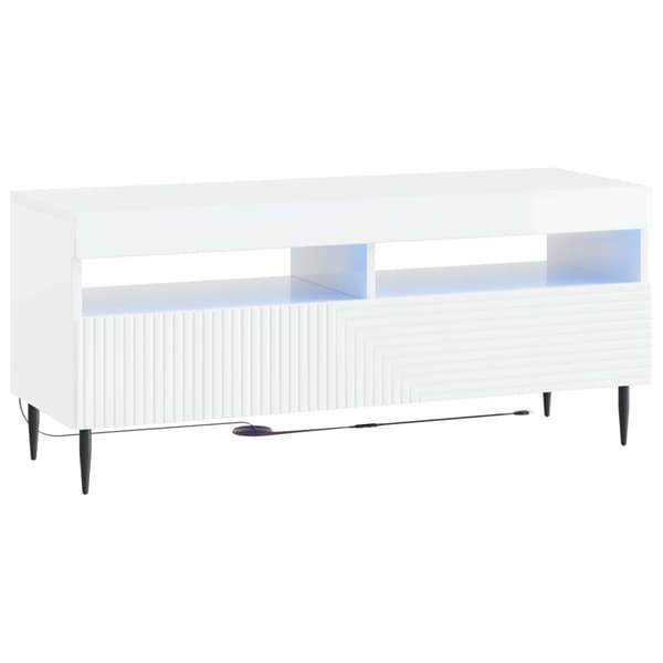 3-delad LED TV-bänk Vit högglans Konstruerat trä
