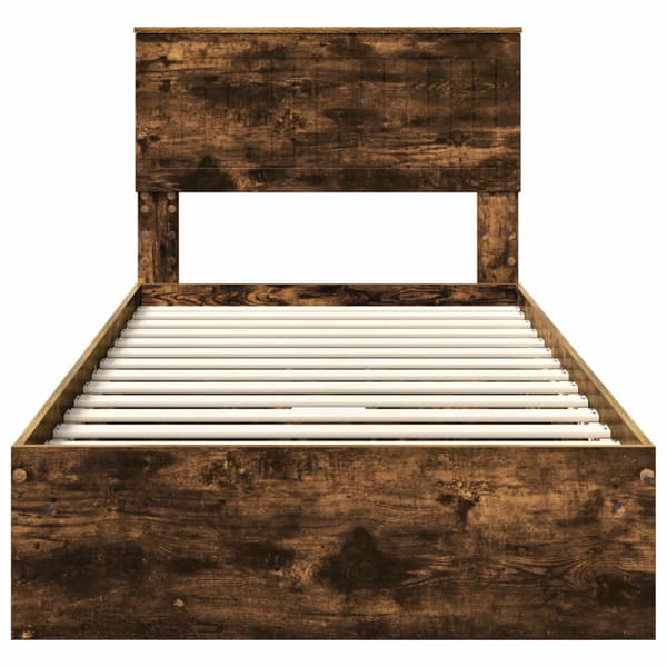 Förvaringssäng med låda Rökt ek 90 x 200 cm Konstruerat trä