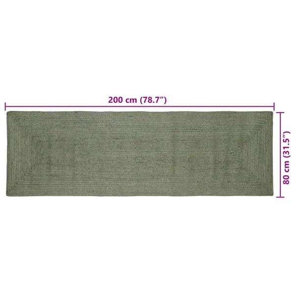 Områdesmattor Rektangulär Olivgrön 80 x 200 cm Jute
