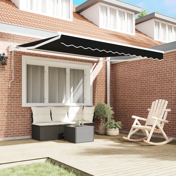 Utfällbar markis Svart 350 x 250 cm tyg