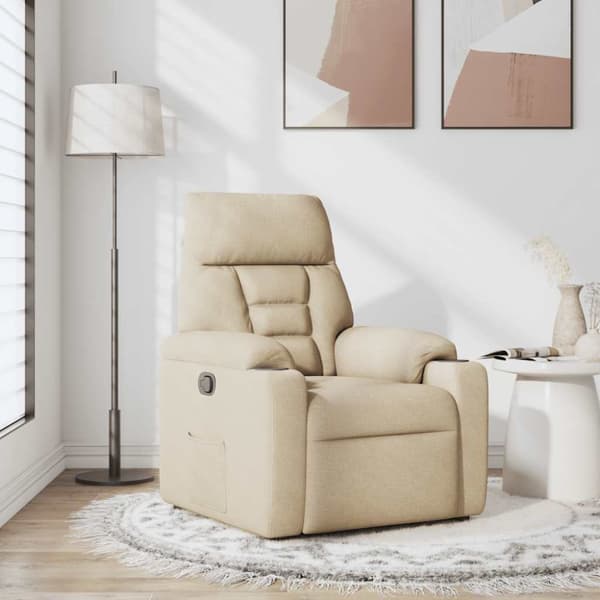 Reclinerfåtölj gräddvit tyg