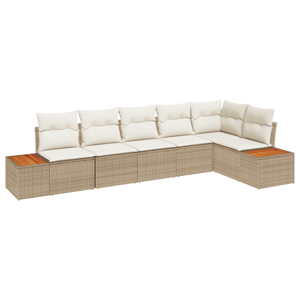 Trädgårdsoffset 6 pcs Beige och gräddfärgad Polyrattan