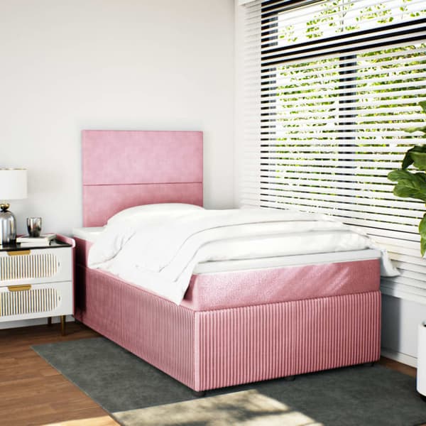 Ramsäng med madrass rosa 120x190 cm sammet