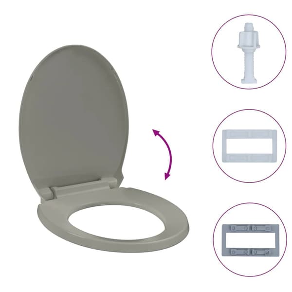 Toalettsits mjuk stängning grå oval