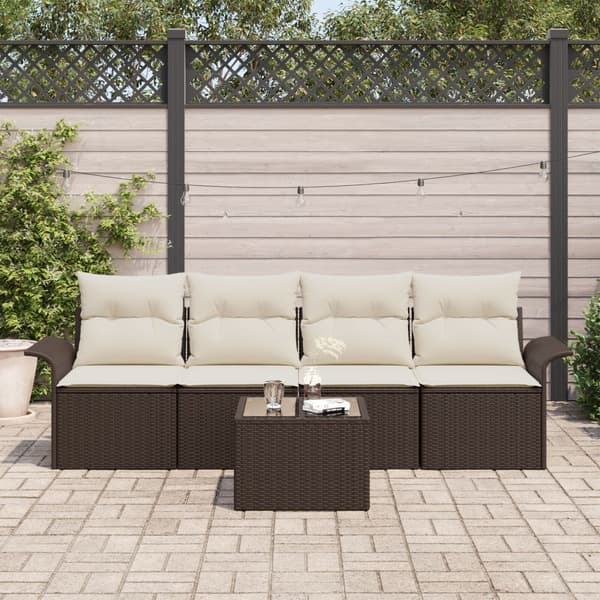 Soffset med kudde 5 pcs Brun konstrotting