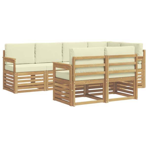 Utomhussoffset 7 pcs Vit och grädde 247 x 128,5 x 73 cm