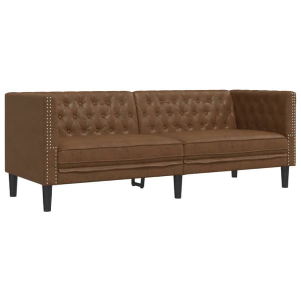 Soffgrupp chesterfield 2 delar brun konstmocka