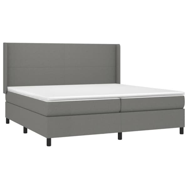 Ramsäng med madrass mörkgrå 200x200 cm tyg