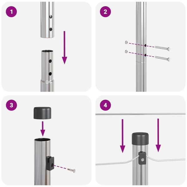 Stängselstolpe 7 pcs Silver Stål