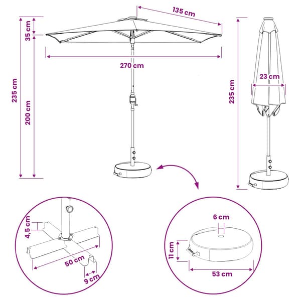 Trädgårdsparasol med LED Lampor 270 x 270 cm Polyester