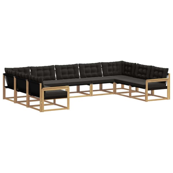 Utomhussoffset med kudde 9 pcs Vit och svart